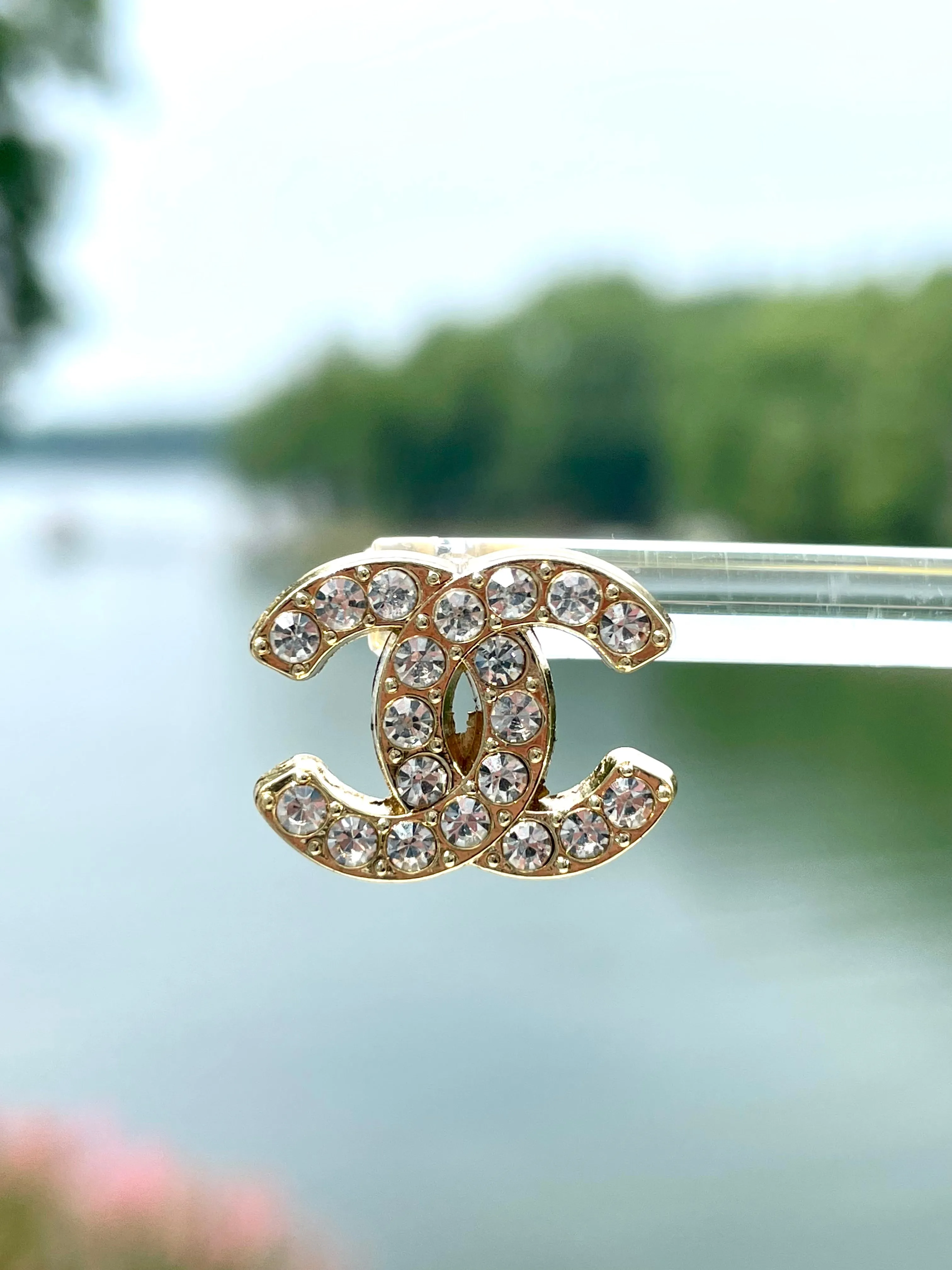 CC Crystal Stud Earrings- GOLD