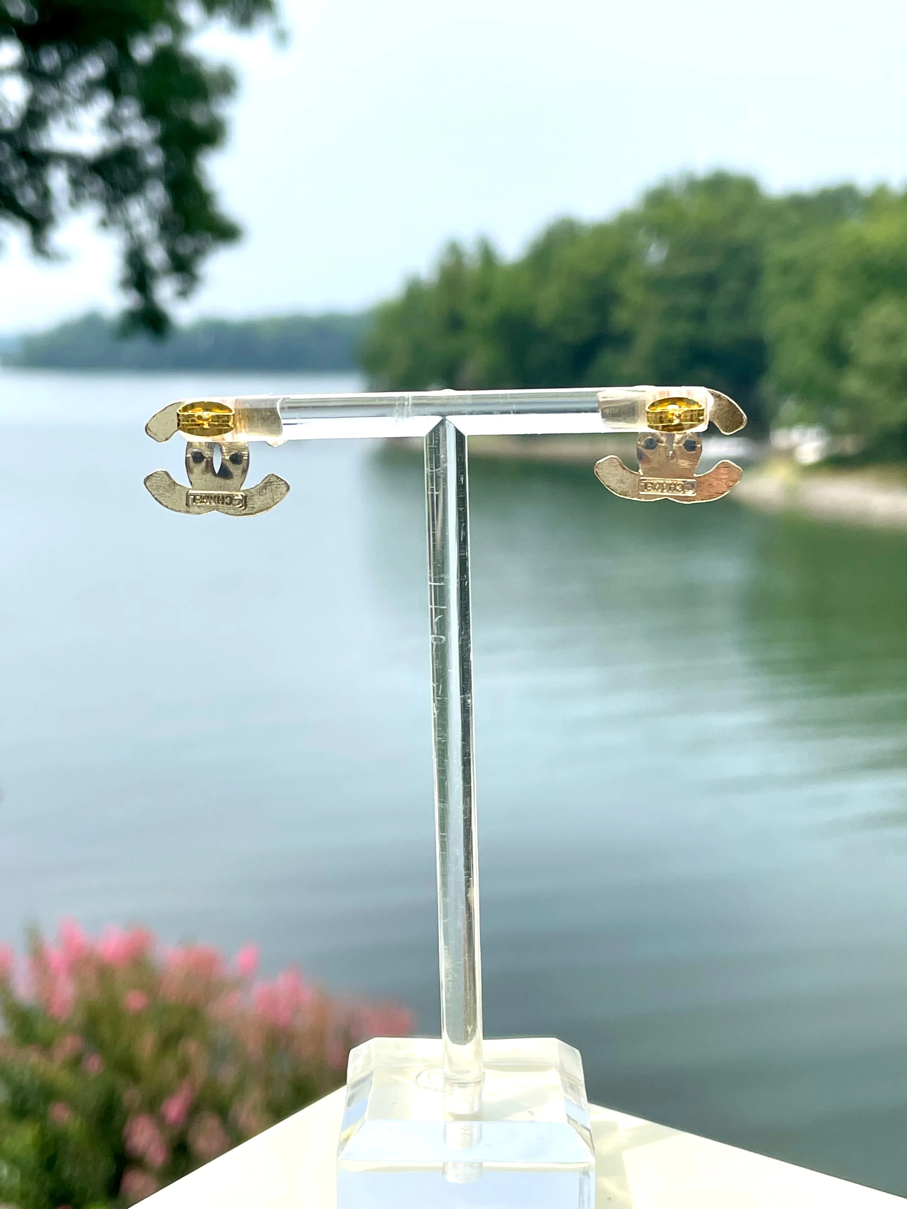 CC Crystal Stud Earrings- GOLD