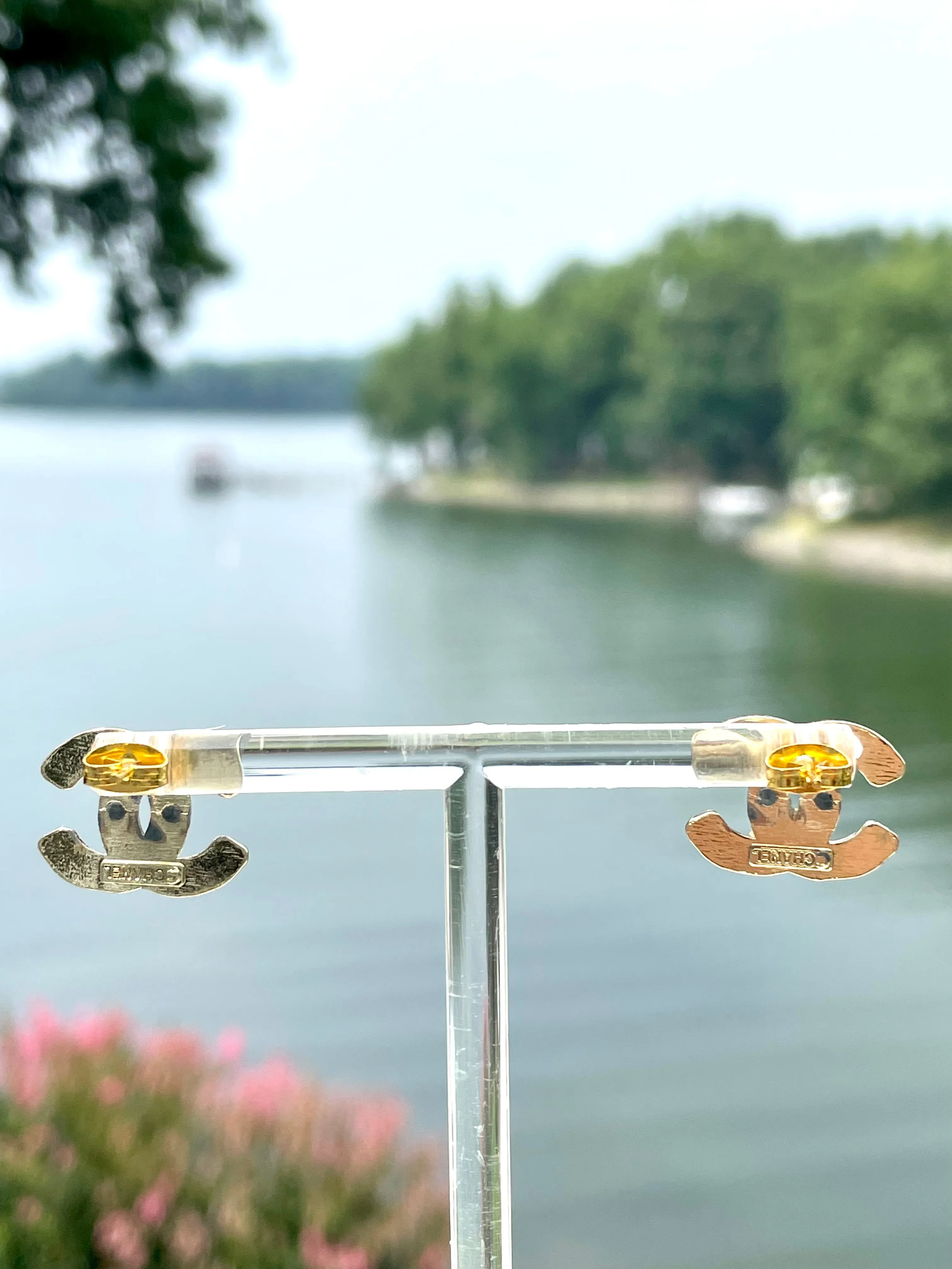 CC Crystal Stud Earrings- GOLD