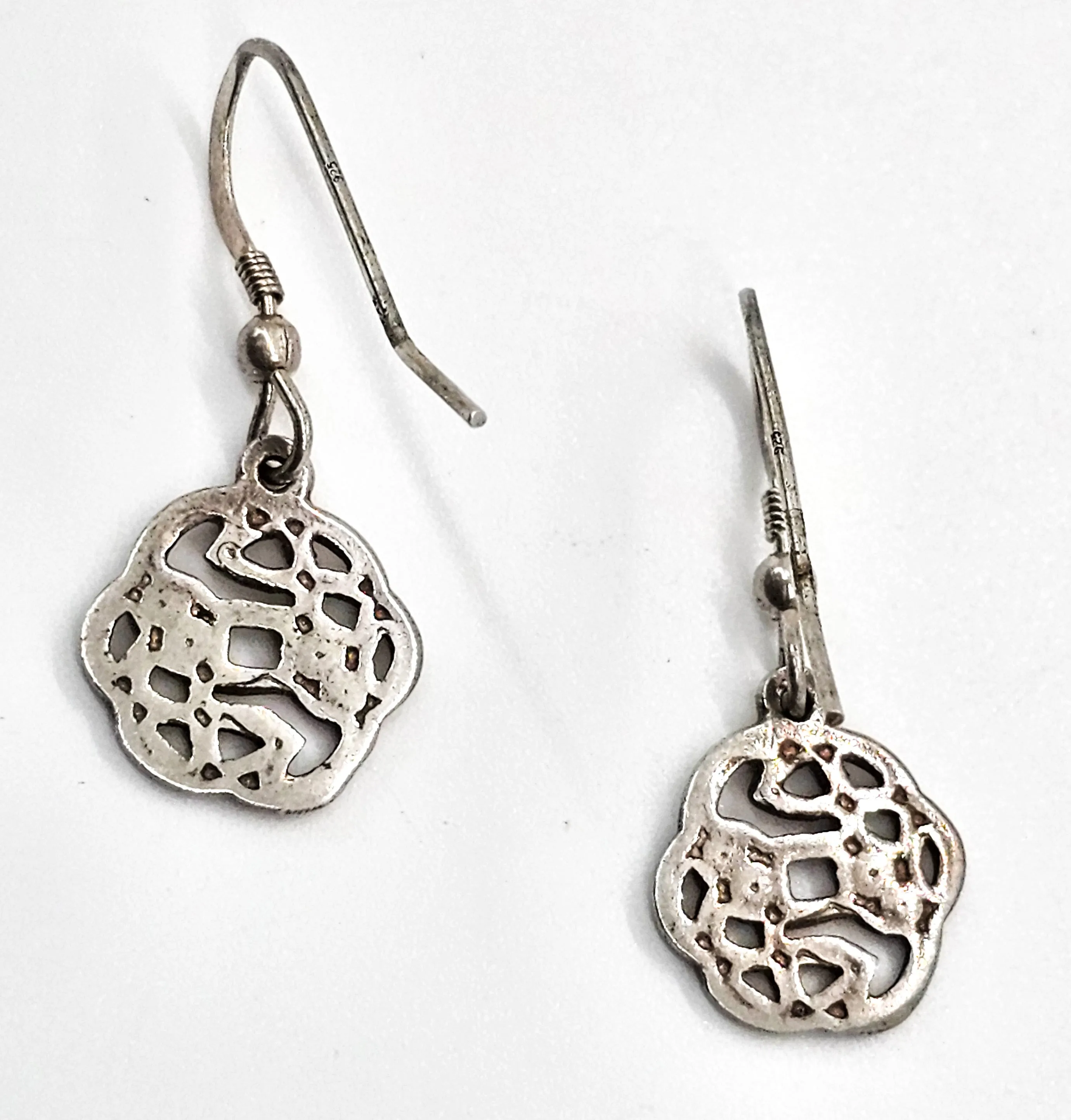 Celtic Trinity knot open work Irish sterling silver drop earrings