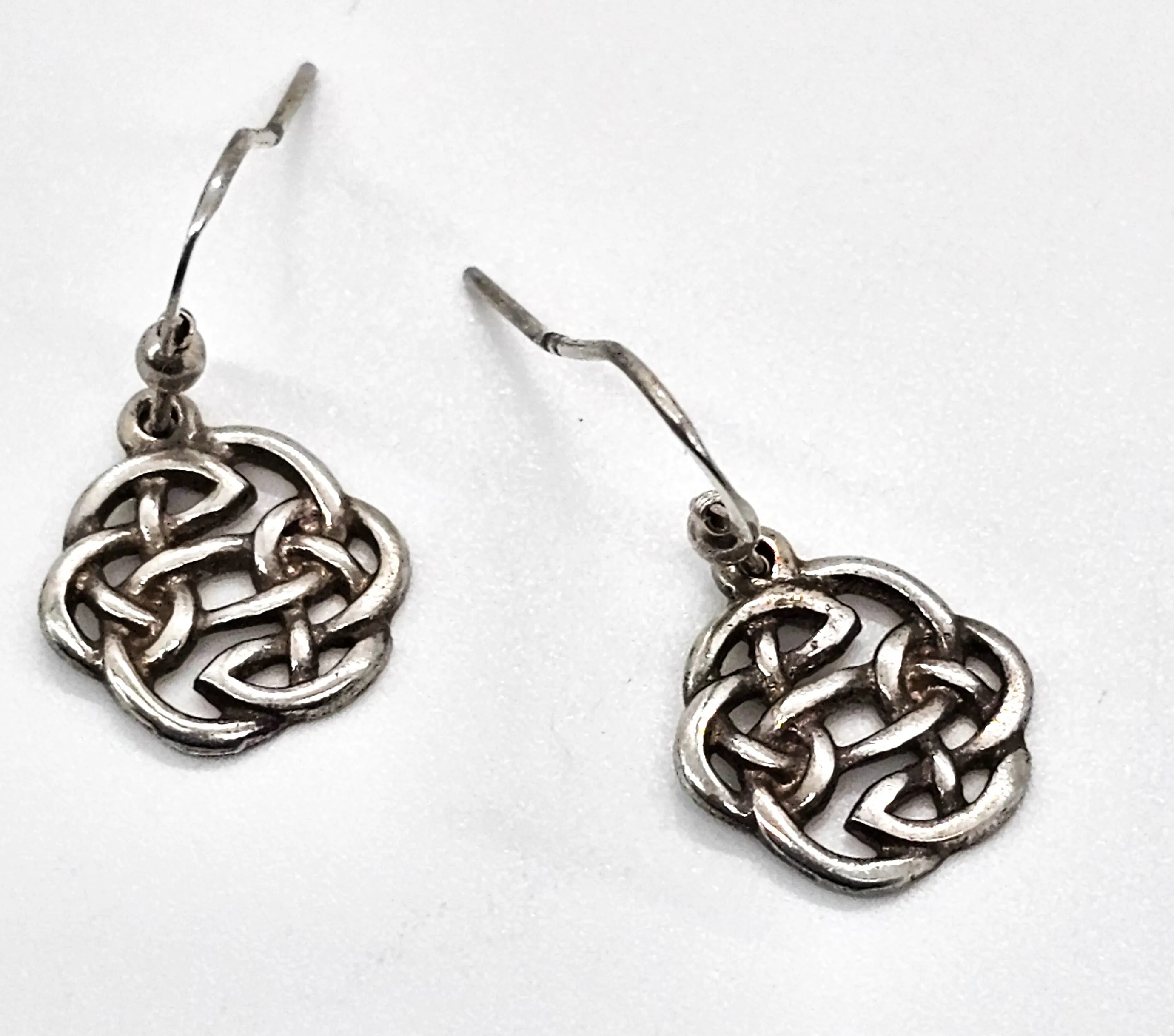 Celtic Trinity knot open work Irish sterling silver drop earrings