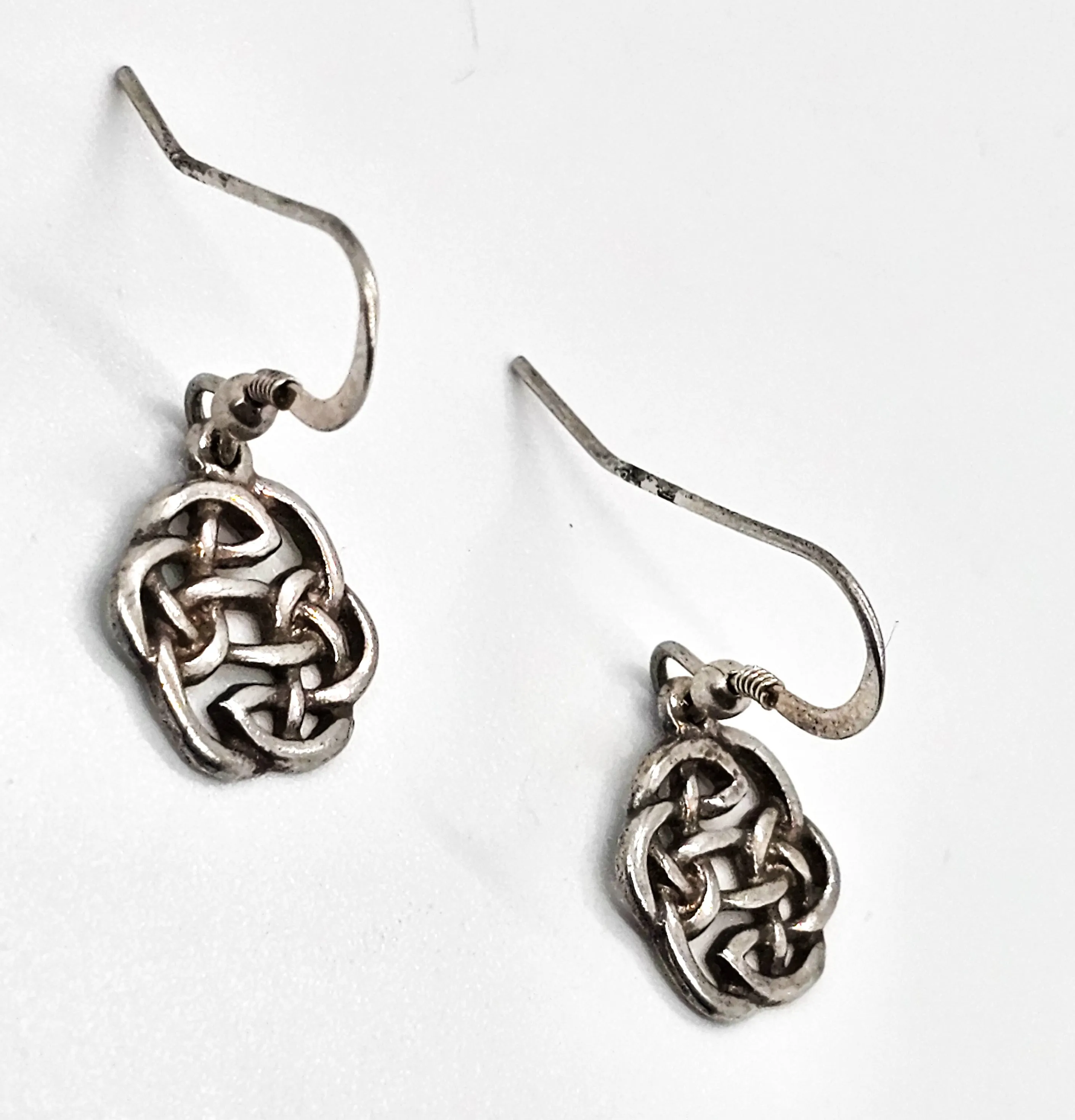 Celtic Trinity knot open work Irish sterling silver drop earrings