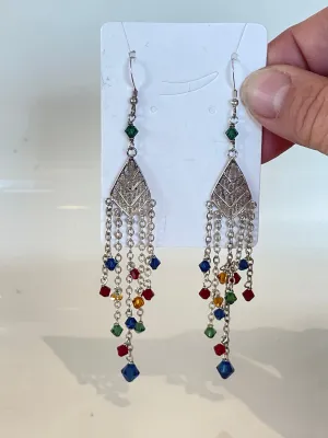 Chandelier Earrings Silver Multicoloured
