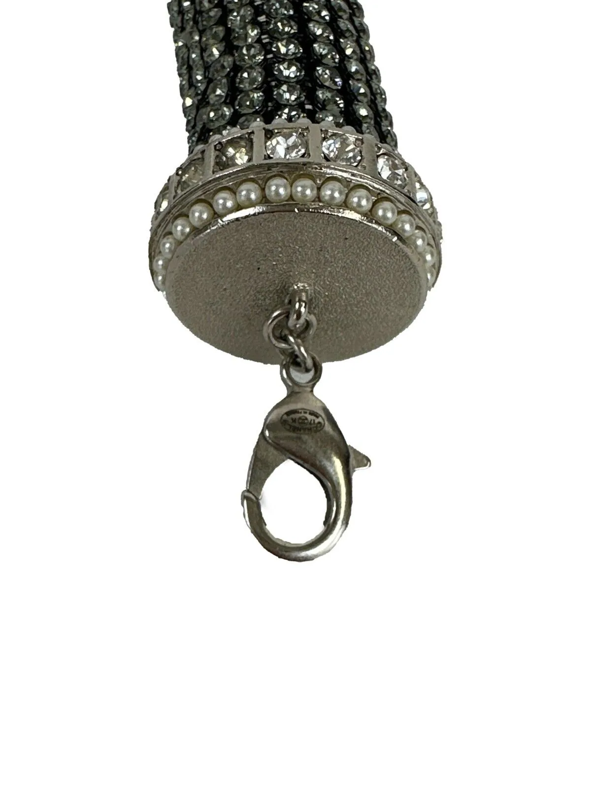 Chanel - 17K CC Rhinestone Crystal Choker Necklace - Black / Silver