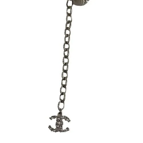 Chanel - 17K CC Rhinestone Crystal Choker Necklace - Black / Silver