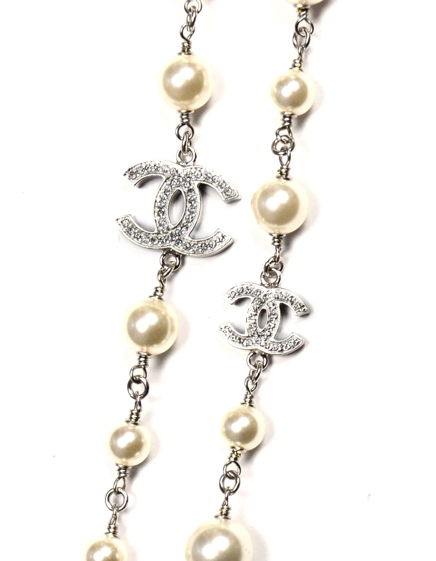 Chanel 2019 42" Faux Pearl/Crystal CC Necklace