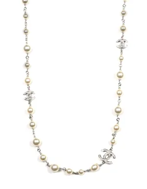 Chanel 2019 42" Faux Pearl/Crystal CC Necklace