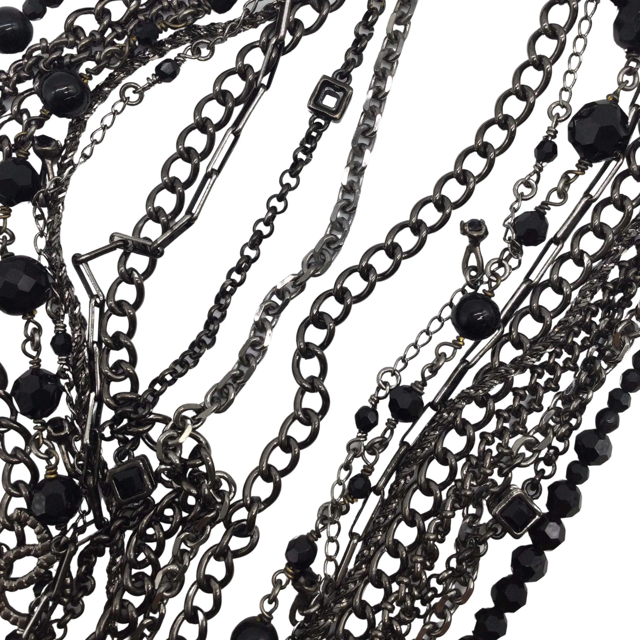 Chanel Black Multi Chain/Beaded Strand Necklace