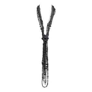 Chanel Black Multi Chain/Beaded Strand Necklace