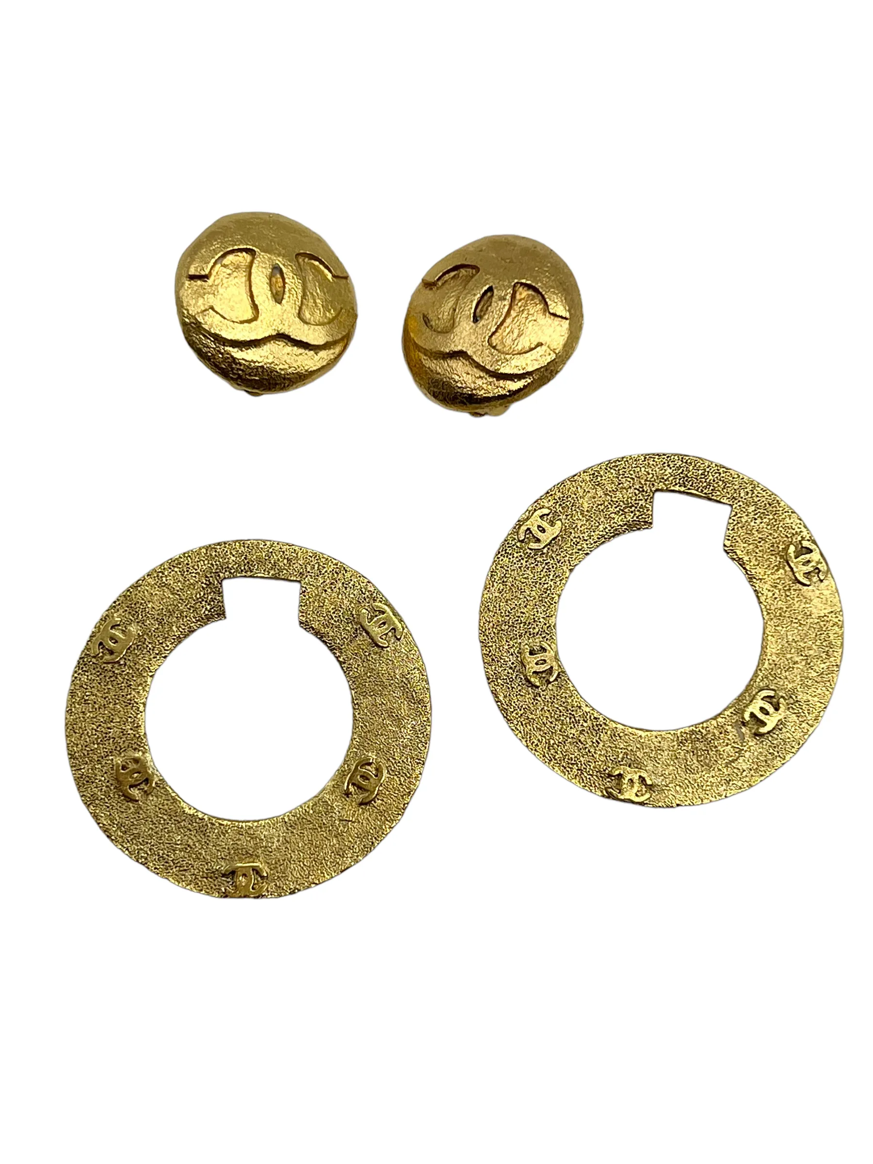 Chanel Vintage Gold Collection 29 2 Way Clip On Earrings