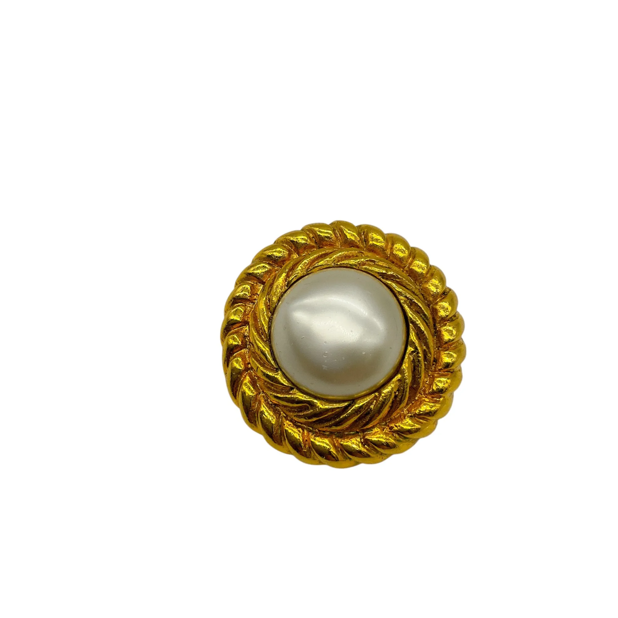 Chanel Vintage Gold Pearl Embellished Clip-On Earrings