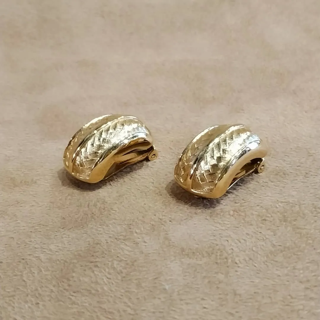 Christian Dior Half Hoop Earrings vintage gold clip on #006