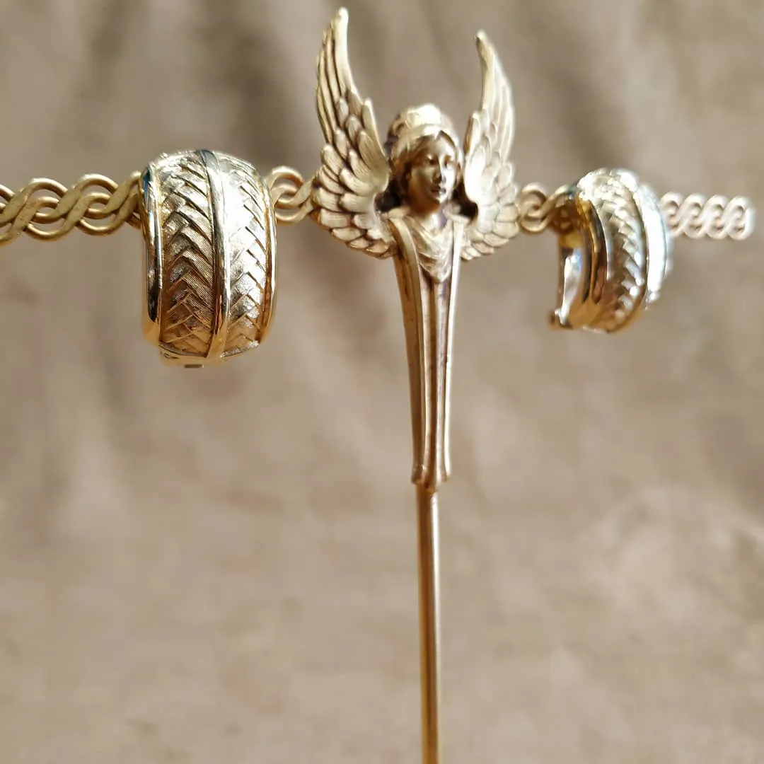 Christian Dior Half Hoop Earrings vintage gold clip on #006