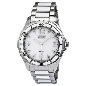 Citizen Ceramic Eco-Drive Diamond White Dial Ladies Watch EM0030-59A