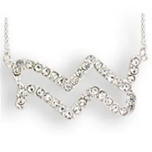 CJZ09 Wholesale Women's Silver Brass with Top Grade Crystal in Clear Aquarius Zodiac Chain Pendant