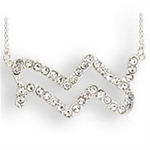CJZ09 Wholesale Women's Silver Brass with Top Grade Crystal in Clear Aquarius Zodiac Chain Pendant