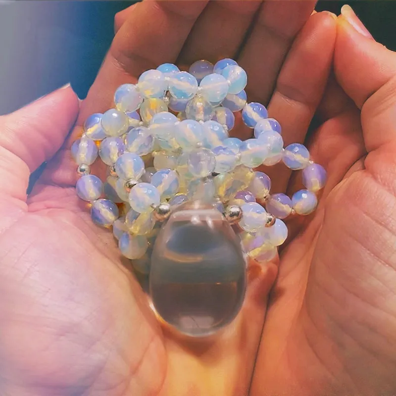 Clear Quartz & Opal Glass Yoni Egg Mala - Luxe Collection