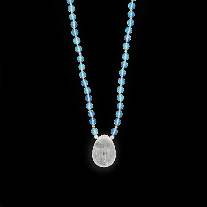 Clear Quartz & Opal Glass Yoni Egg Mala - Luxe Collection