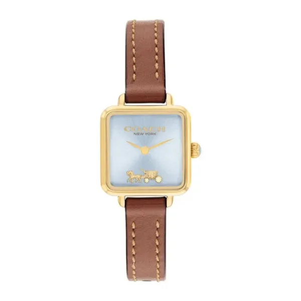 Coach Cass Brown Leather Strap Blue Dial Quartz Watch for Ladies - 14504231