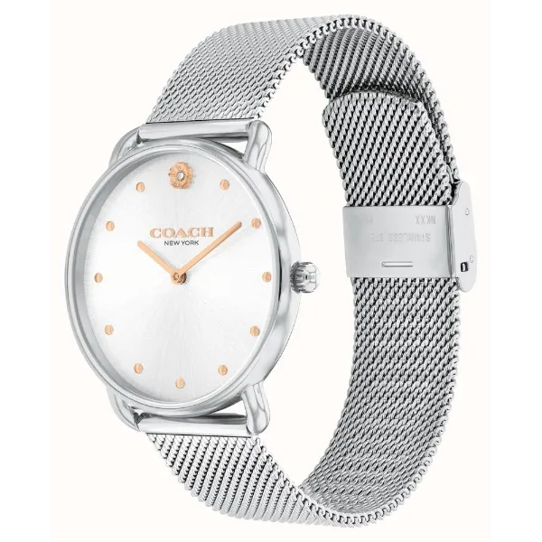 Coach Elliot Silver Mesh Bracelet Silver Dial Quartz Watch for Ladies - 14504207