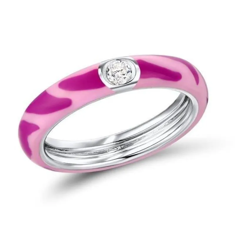 Colorful Eternity Rings 925 Sterling Silver Stackable  Fashion Jewelry Enamel Handmade Ring