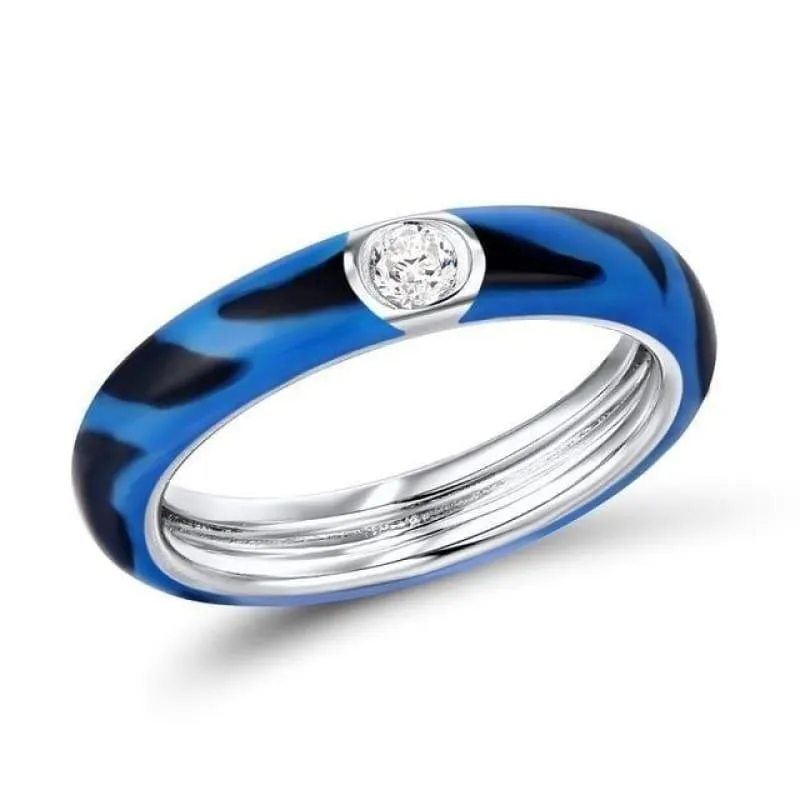 Colorful Eternity Rings 925 Sterling Silver Stackable  Fashion Jewelry Enamel Handmade Ring