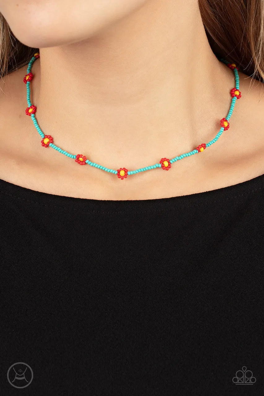 Colorfully Flower Child Blue Paparazzi Necklace