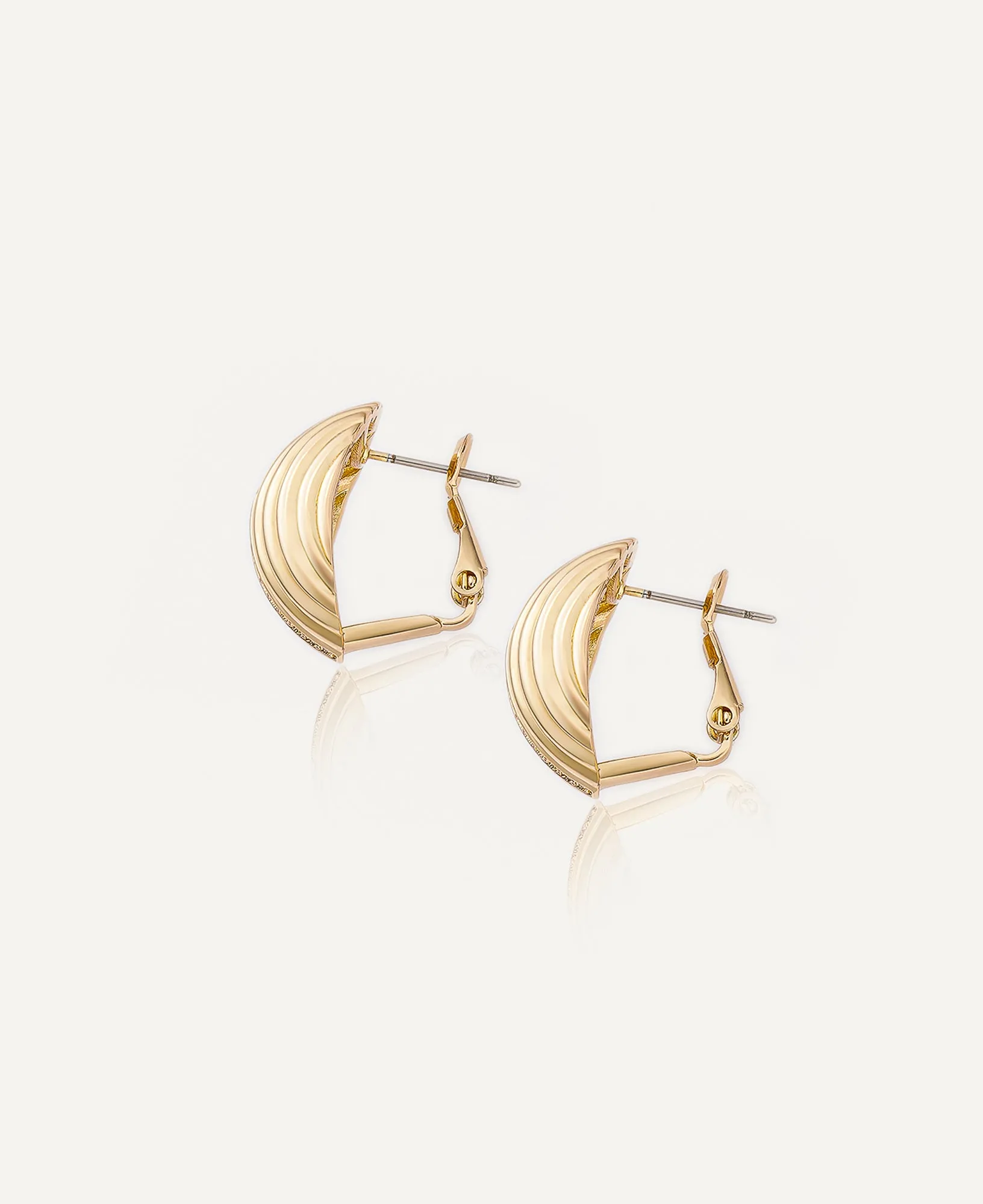 Cordelia Ribbed Oval CZ Button Earrings
