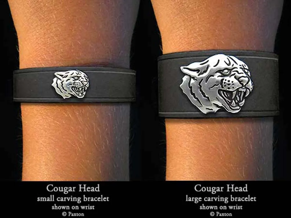 Cougar Panther Bracelet Sterling Silver on Genuine Leather
