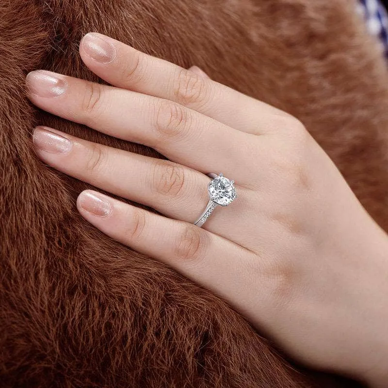 Created Diamond Six Prong Shiny Engagement Ring 3.5CT
