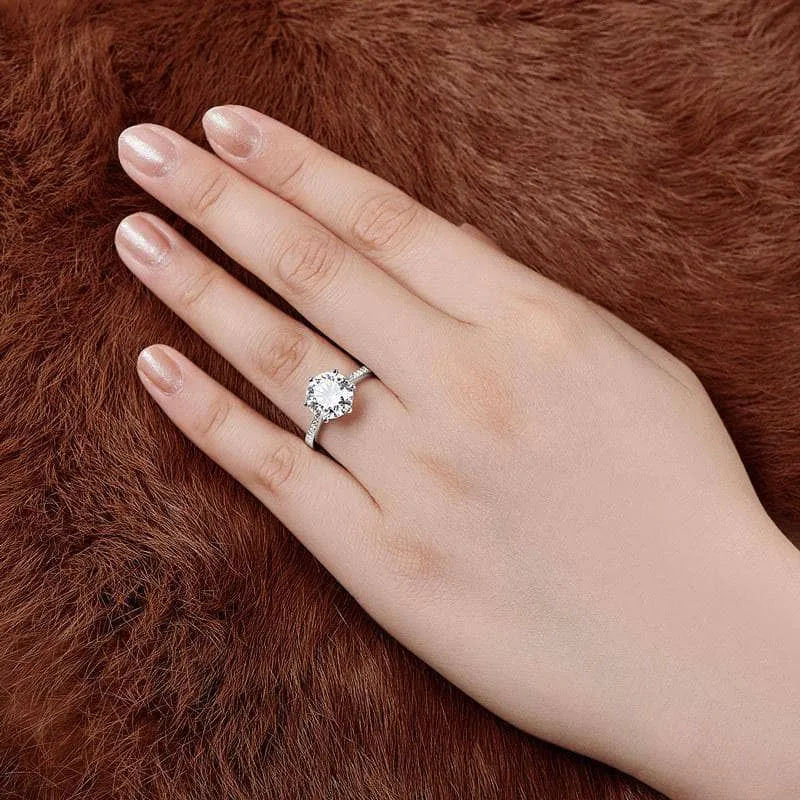 Created Diamond Six Prong Shiny Engagement Ring 3.5CT