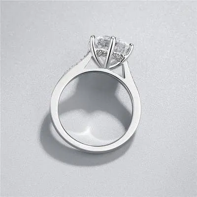 Created Diamond Six Prong Shiny Engagement Ring 3.5CT