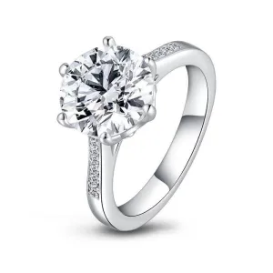 Created Diamond Six Prong Shiny Engagement Ring 3.5CT