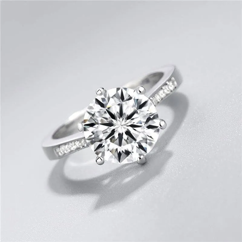 Created Diamond Six Prong Shiny Engagement Ring 3.5CT