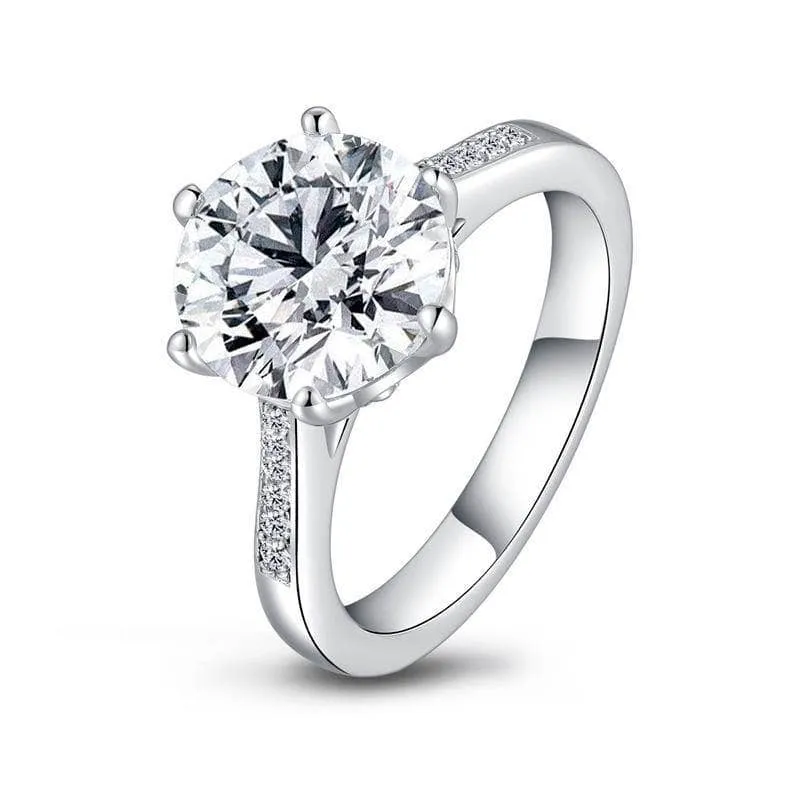 Created Diamond Six Prong Shiny Engagement Ring 3.5CT