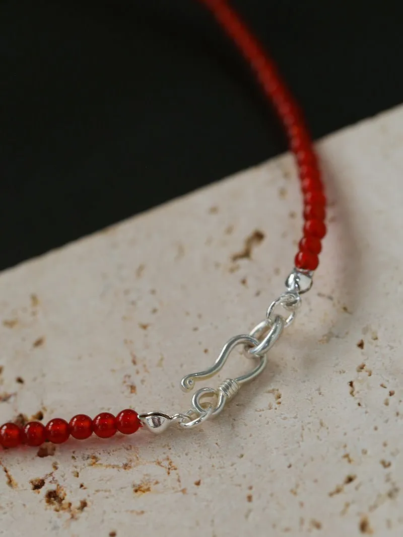 Crimson Glow Pearl & Red Agate Necklace