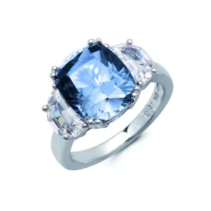 Crislu Blue Quartz Cocktail Ring Finished in Pure Platinum