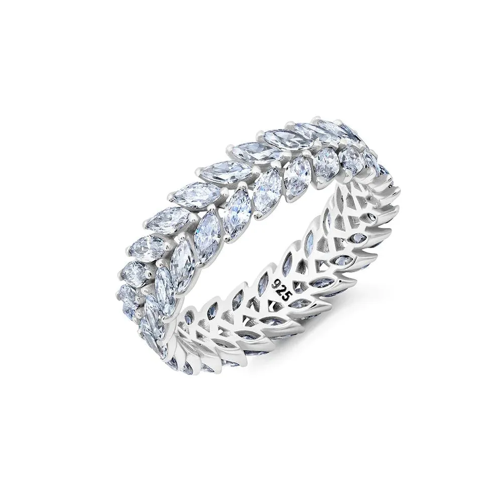 Crislu Double Row Marquis Cut Eternity Band Ring