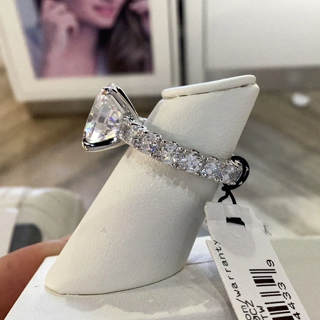 Crislu Eternity Oval Cocktail Ring Finished in Pure Platinum