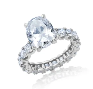 Crislu Eternity Oval Cocktail Ring Finished in Pure Platinum