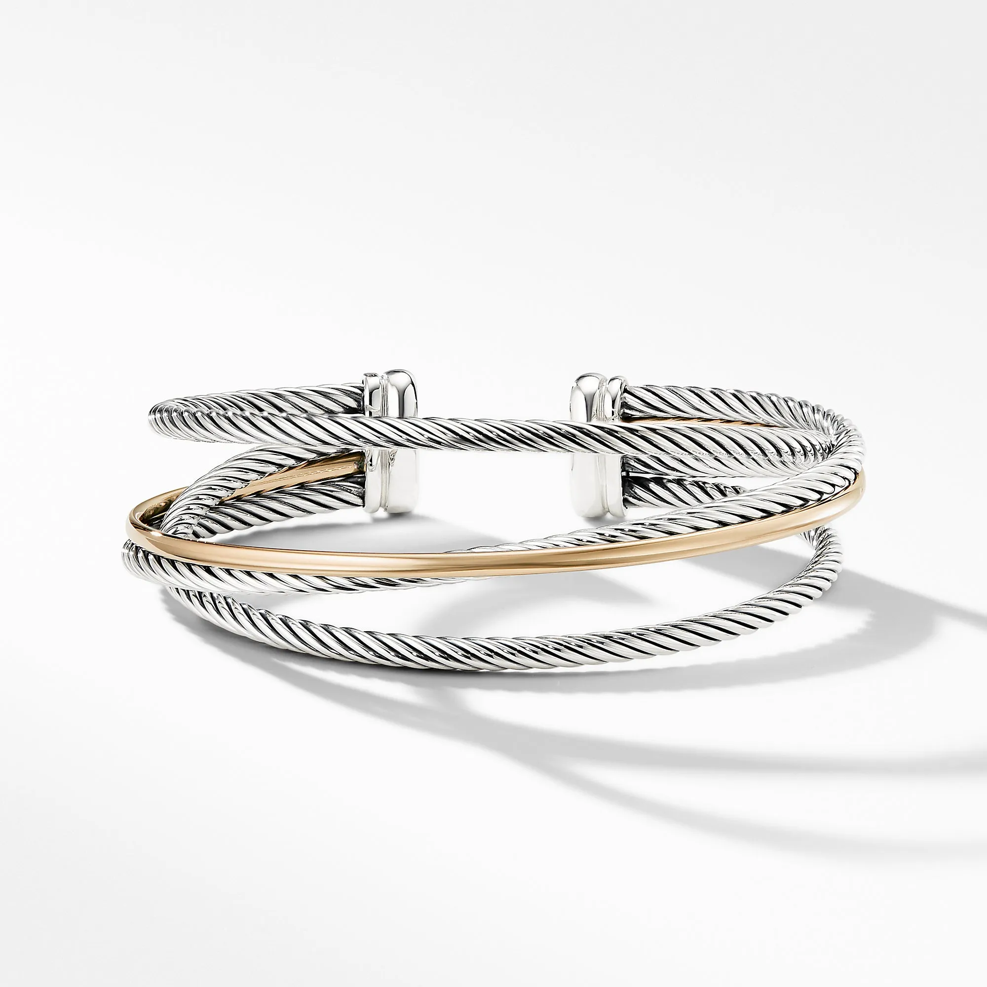 Crossover Three-Row Cuff with Gold
