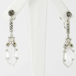 Crystal & Marcasite Dangling Czech Earrings