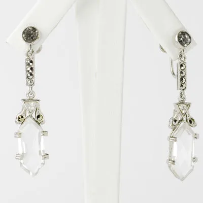 Crystal & Marcasite Dangling Czech Earrings