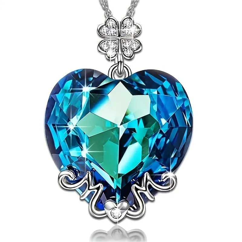 Crystal MOM Heart Necklace Gift For Men