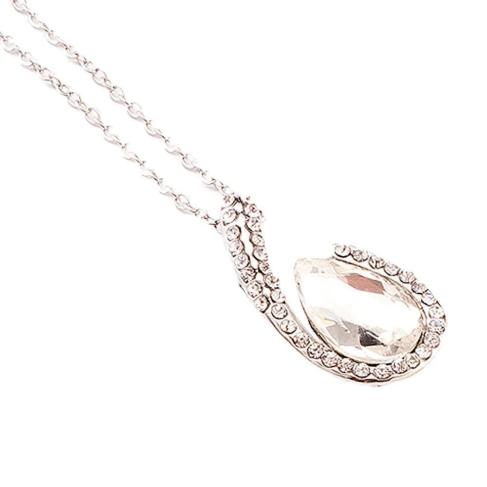 Crystal Pendant Necklace Blue