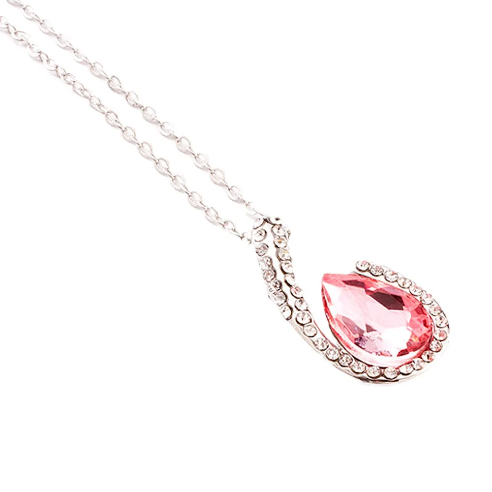 Crystal Pendant Necklace Blue