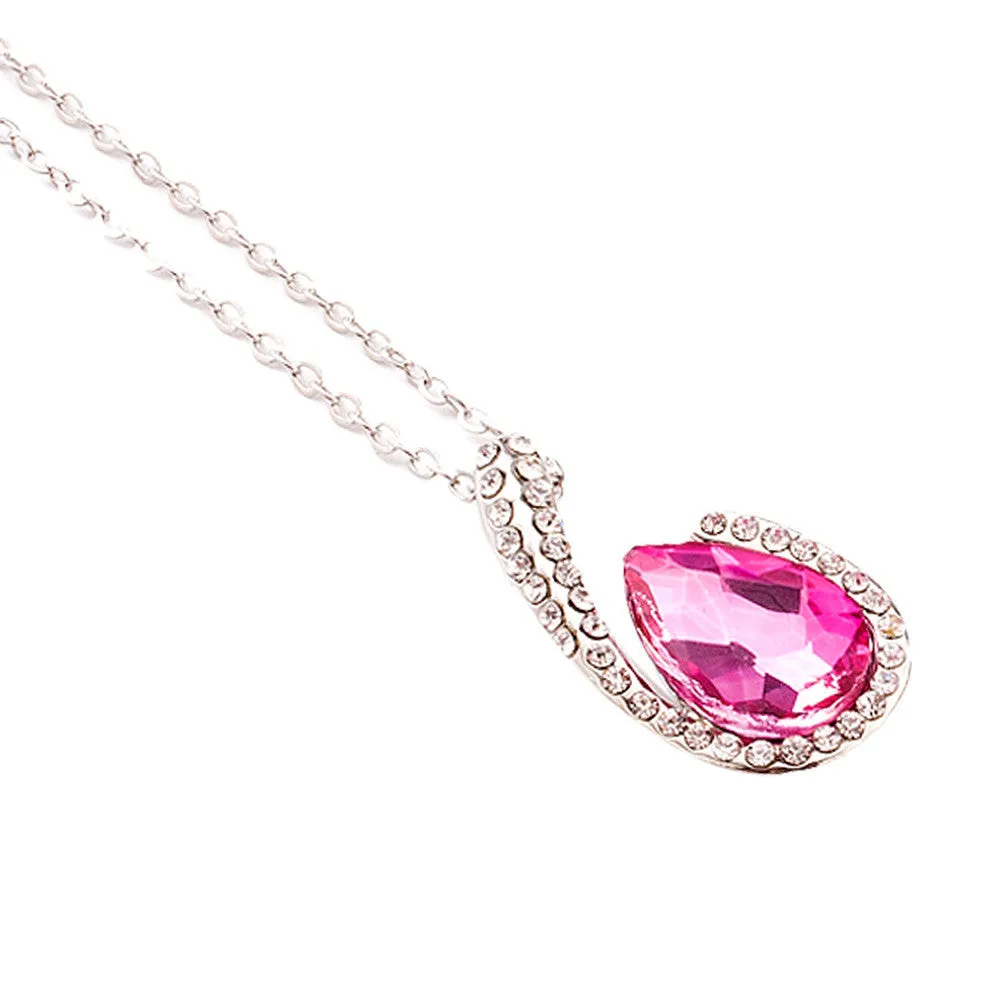 Crystal Pendant Necklace Blue