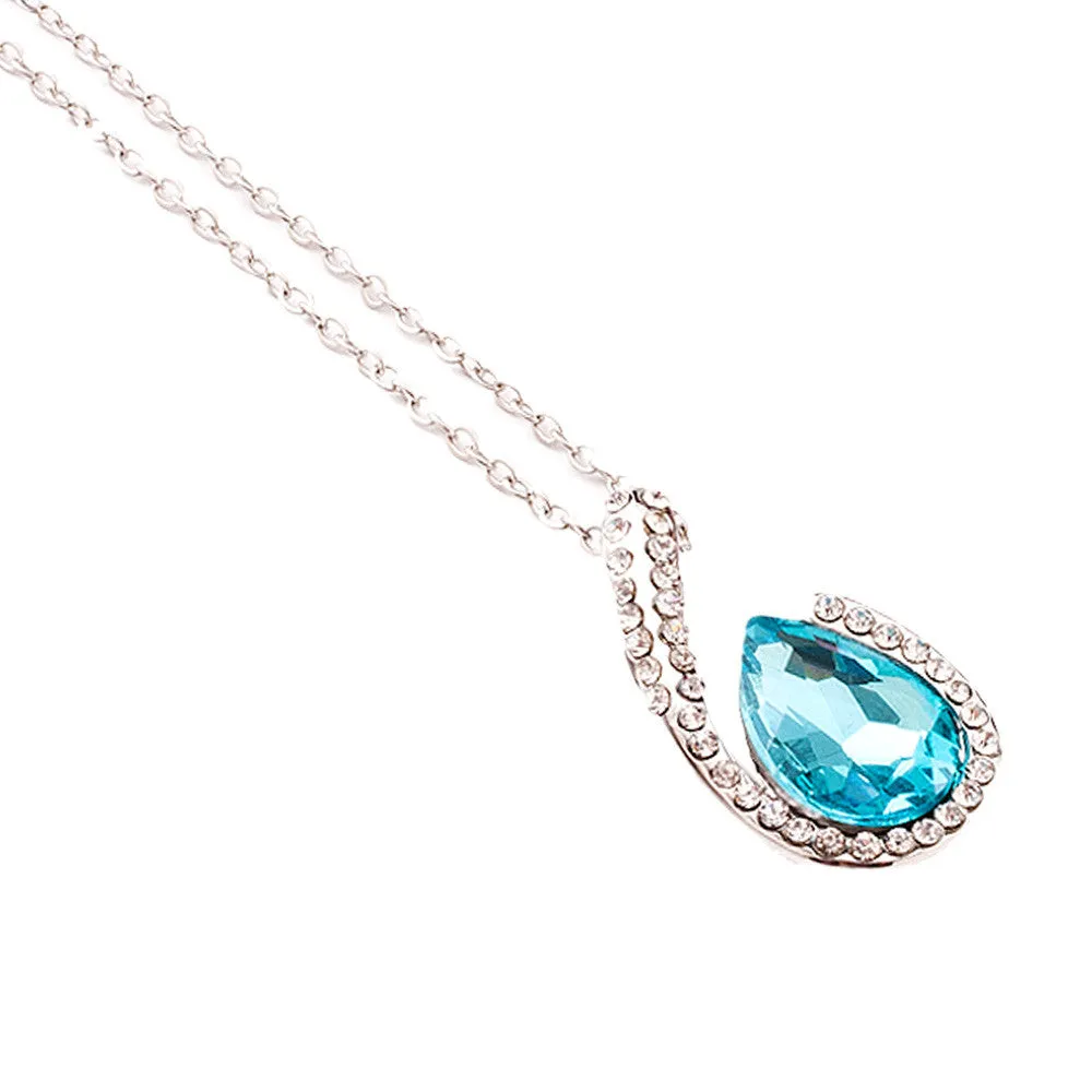 Crystal Pendant Necklace Blue