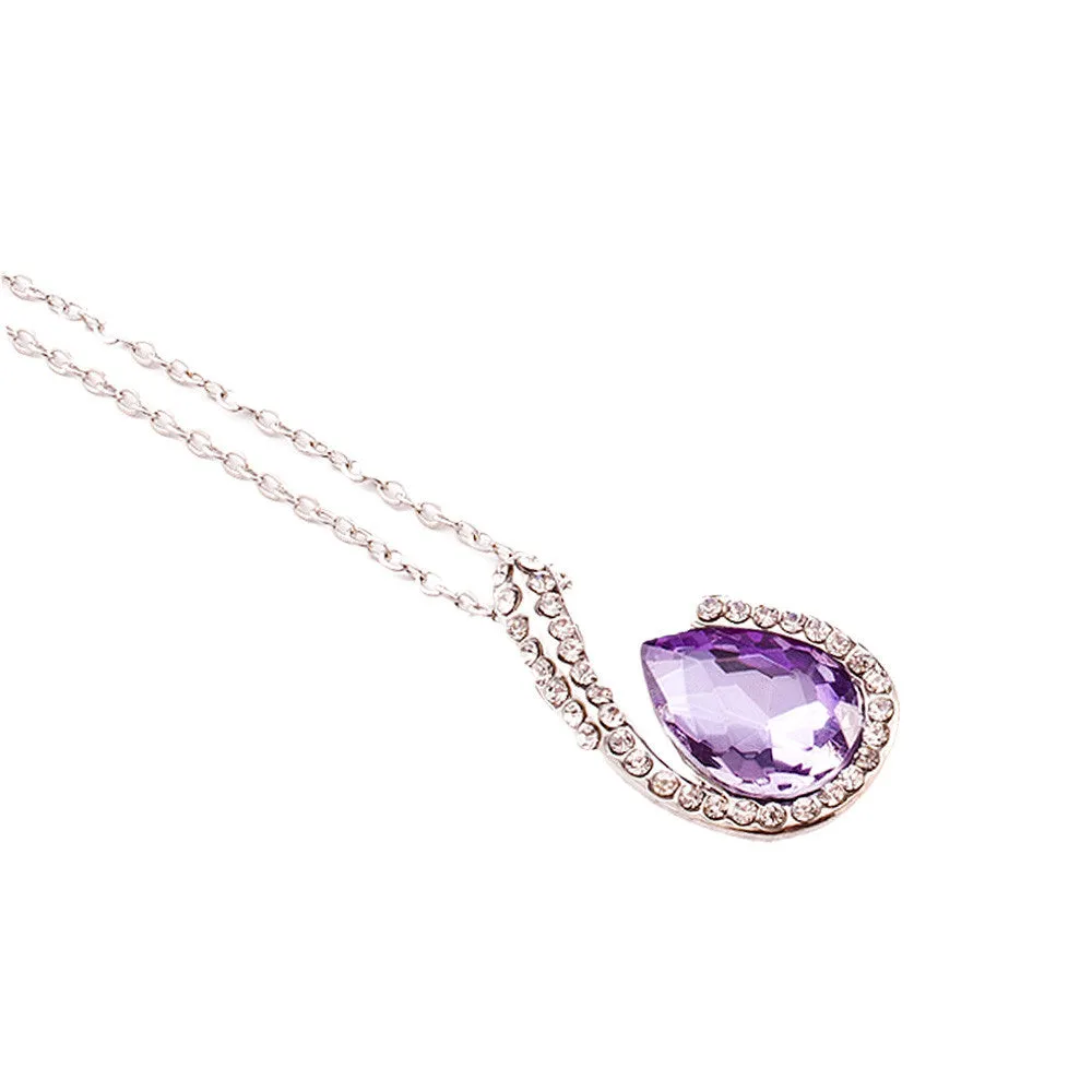 Crystal Pendant Necklace Blue