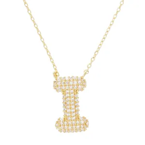 Crystal Puff Initial Necklace I